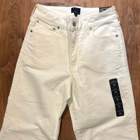NWT J.Crew Curvy Wide Leg Cropped Jean In All Day Stretch White Size 26 - Picture 4 of 8
